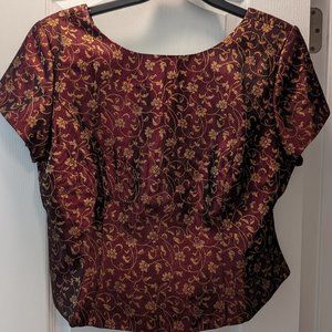 Formal-wear brocade top J. R. Nites by Caliendo size 16,  copper/burgundy